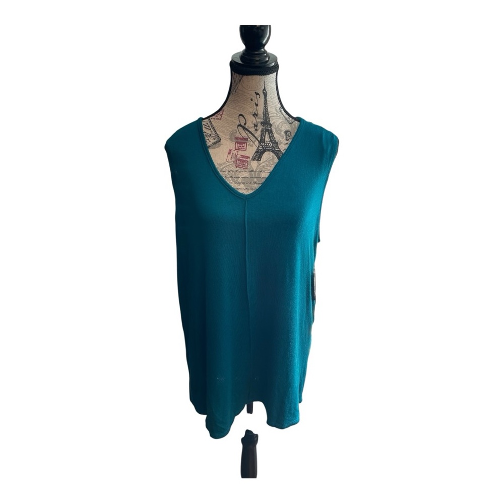 Isaac Mizrahi Teal V-Neck Tank Top